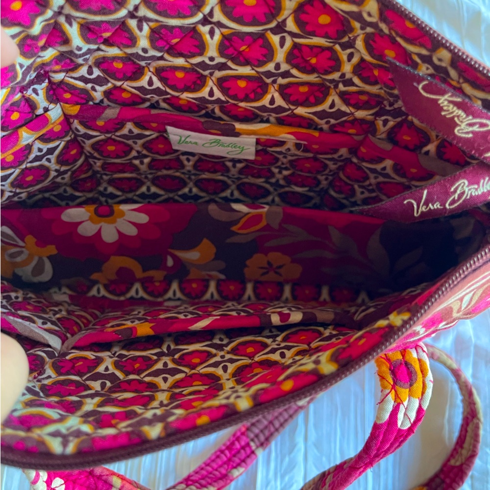 Vera Bradley Carnaby Purse Marron Pink Orange Floral Hobo - Picture 4 of 4